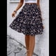 thumbnail image 4 of Falda de Mujer con Estampado Floral, Dobladillo con Volantes, Cintura Alta Elástica y Lazo Frontal. Negro M, 4 of 10