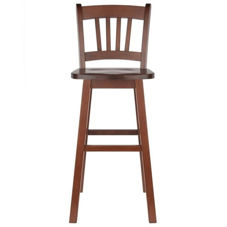 Contemporary Home Living Swivel Seat Bar Stool with Squared Legs - 43.5" - Walnut