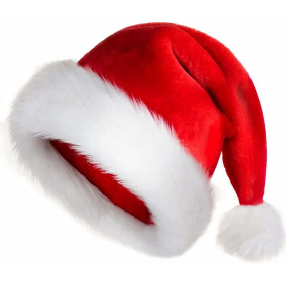 Christmas Santa Hat Adult: Xmas Holiday Hat for Women and Men - Extra Thicken Classic Fur for Christmas New Year Festive Holiday Party Supplies