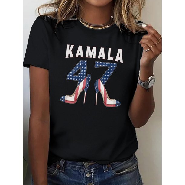 Camiseta ligera de algodón estampada para mujer: Camisa de manga corta cómoda con cuello redondo, 1 pieza, camiseta informal