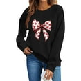 thumbnail image 3 of Valentines Day Pullover Sweatshirts Women Cute Heart Graphic Valentine Sweater Tops Casual Funny Long Sleeve Shirts, S Black, 3 of 6
