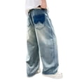 thumbnail image 6 of Baggy Boys Jeans Wide Straight Leg Elastic Waist Y2k Denim Washed Pants Classic Trendy Streetwear with Pockets Hiking Pants, 6 of 8