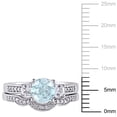 thumbnail image 2 of Everly Women's Created Sapphire Created Aquamarine 10k White Gold Bridal Set, 2 of 8