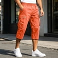 thumbnail image 4 of Capri Cargo Shorts for Men - Below Knee Long Shorts with Pockets Dstring Elastic Waist Baggy Utility Hiking Pants,4XL, 4 of 7