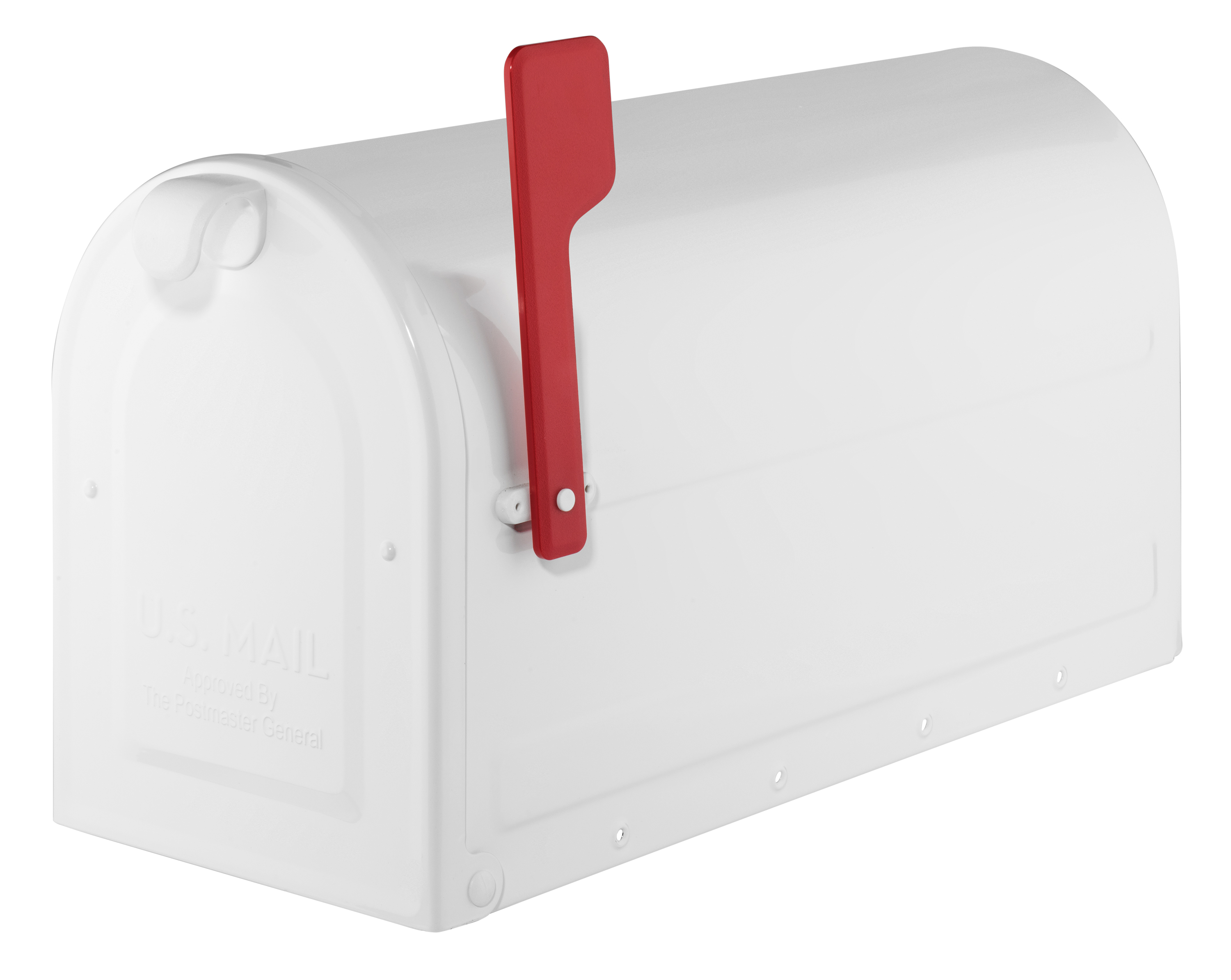 MB2 Post Mount Mailbox White with Red Flag