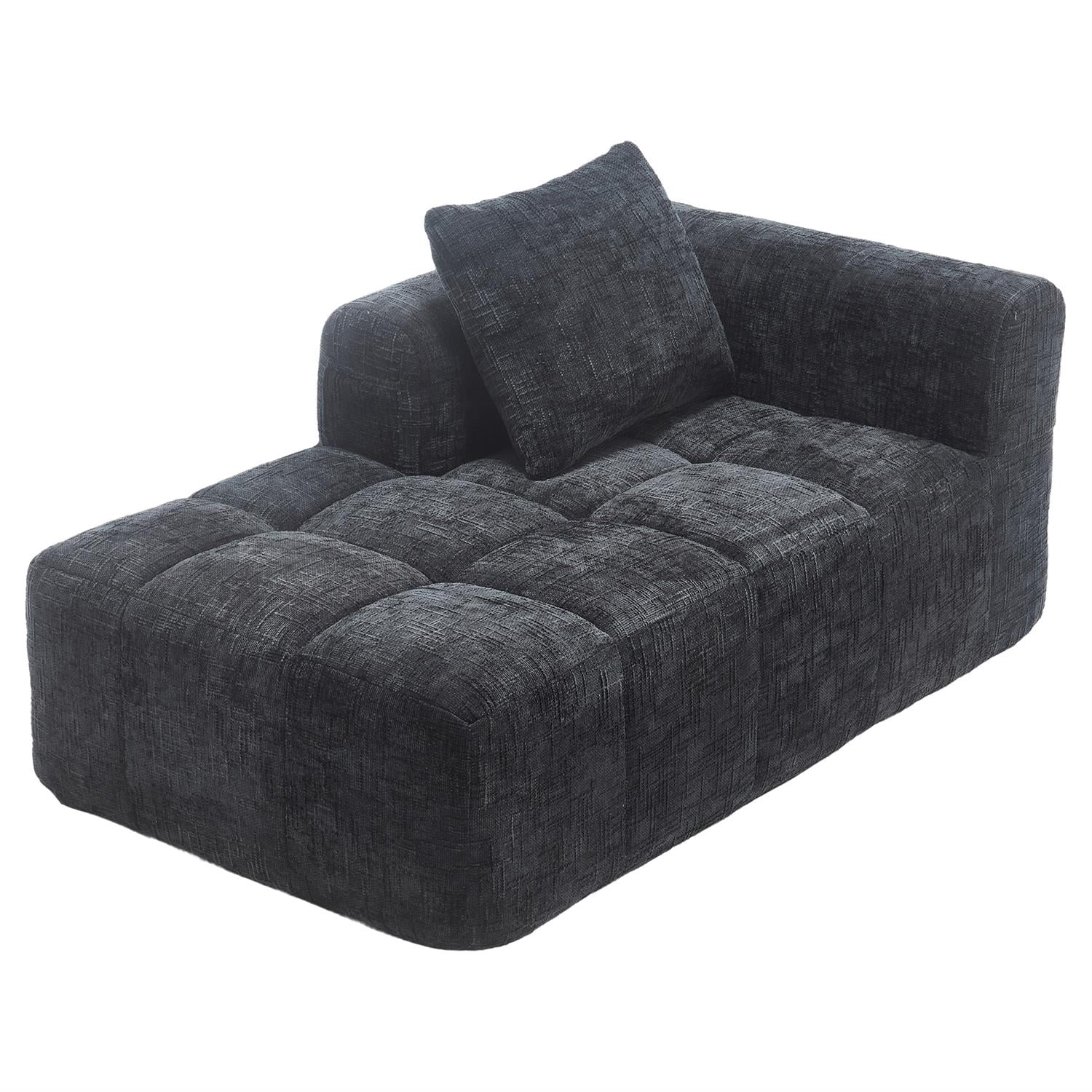 Demi Bonn 62" Plush Chenille Loveseat Sofa, Modular Sleeper for Living Room, Bedroom, Apartment Lounge, Stylish & Comfortable Couch, Black
