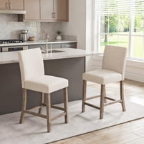 Topcobe Counter Height Bar Stools Set of 2 with Back and Footrest, Modern Furniture for Indoor-Beige