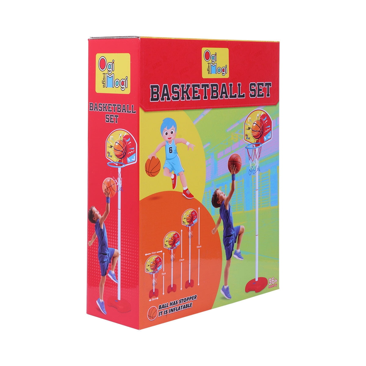 Ogi Mogi Indoor and Outdoor Basketball Set, Adjustable Height Pole 2.4 to 5 Ft