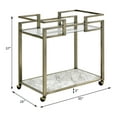 thumbnail image 3 of LiviNest 2-Tier Serving Cart: Mobile Bar Cart with Tempered Glass & Faux Marble Top - Brass Finish Metal Frame & Locking Wheels for Living Room Kitchen & Home Bar, 3 of 6