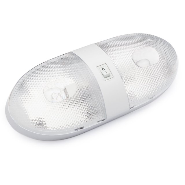Lumitronics RV Luz de techo doble - Iluminación interior para remolque camper - Interruptor de encendido/apagado - Lentes extraíbles