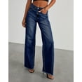 thumbnail image 4 of Women's Wide Leg Jeans Casual Baggy Denim Pants with Frayed Raw Hem, 4 of 5
