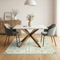 thumbnail image 3 of ODIKA 5'x7' Blue Cream Floral Scrollwork Design Washable Area Rug Elegant Heather Pattern Motif for Guest Room, Lounge, Apartment, Non-Slip Low Profile, Stain Resistant, 3 of 7