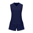 thumbnail image 5 of LYXSSBYX Pajamas for Women Set Women Fashionable Casual Solid Color Sleeveless V-neck Casual Loose Top Shorts Set, 5 of 6