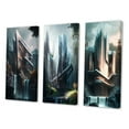 thumbnail image 3 of Designart "Architectural Brilliance Futuristic III" Futuristic Architecture Wall Art Set Of 3 - Grey Futuristic Architecture Canvas Set For Living Room Decor, 3 of 7