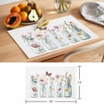 thumbnail image 6 of Vibrant Floral and Butterfly Placemats Set of 12 Colorful Green Leaves Place Mats Indoor Wipeable Table Mats Washable Cloth Dining Table Placemats for Kitchen Holiday Party Home Decor 13x19 Inch, 6 of 9
