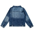 thumbnail image 2 of KIDSCOOL SPACE Little Kid Simple Jean Jacket, Stone Washed Soft Denim Coat Outfit,Deep Blue,3-4 Years, 2 of 6