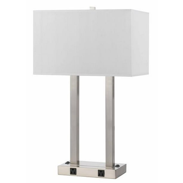 2 Metal Desk Night Stand Lamp With Rocker Switches And Two Outlets