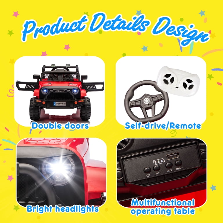 Xuanlur 12V Kids Electric Vehicles for Kids, Ride on Toys w/Parent