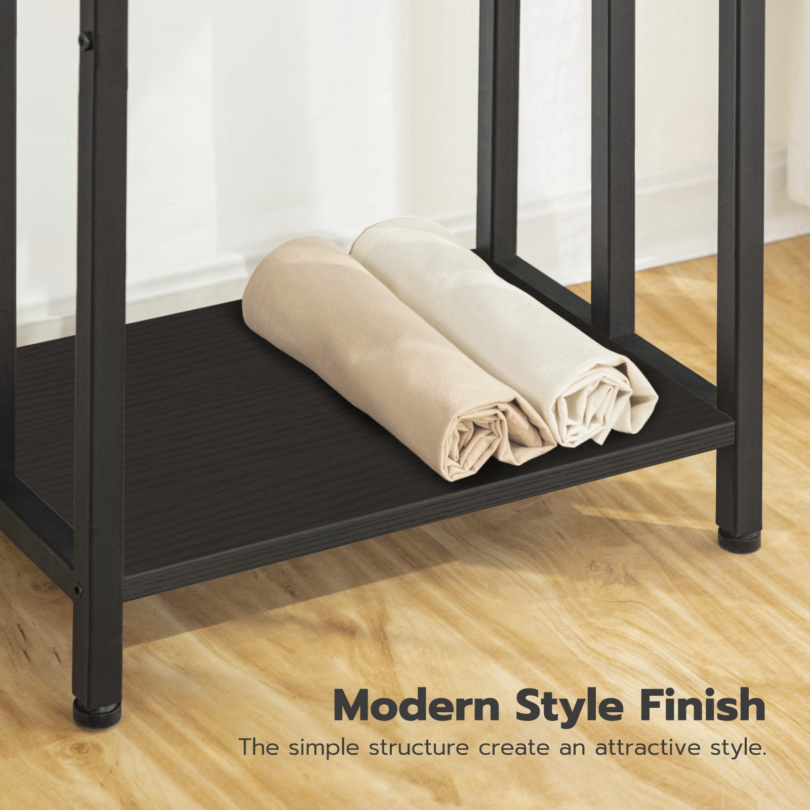 HOOBRO Industrial 3-Tier Freestanding Towel Rack with Shelf, Black