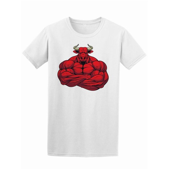 Large Biceps Red Color Bull Tee Men's -Image by Shutterstock