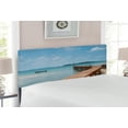 thumbnail image 2 of Landscape Headboard, Old Wooden Bridge to the Blue Sea at Koh Kood Trat Thailand Exotic Beach Scenery, Upholstered Decorative Metal Bed Headboard with Memory Foam, Full Size, Blue Brown, by Ambesonne, 2 of 4