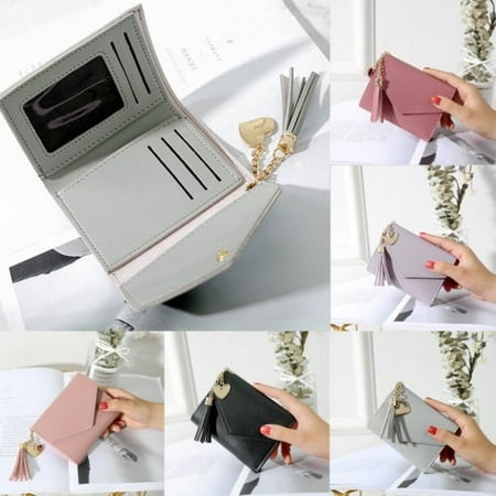 Womens Short Small Money Purse Wallet Ladies Leather Folding Coin Card Holder