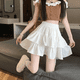 thumbnail image 3 of Primavera 2024 Nuevo vestido mini de cintura alta con corte A para mujer Falda de gasa con borde con volantes Falda pequeña con vuelo tipo pastel, 3 of 5