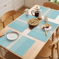 thumbnail image 5 of Aqua Beige Striped Placemats Set of 8 Modern Farmhouse Retro Lines Place Mats Indoor Wipeable Table Mats Washable Cloth Dining Table Placemats for Kitchen Holiday Party Home Decor 13x19 Inch, 5 of 9