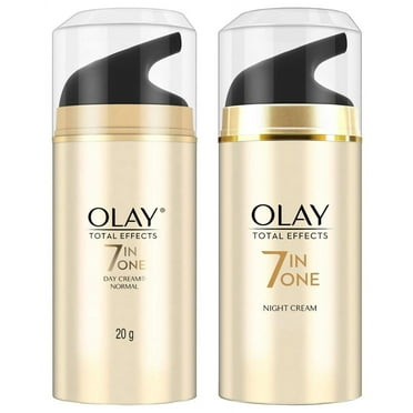 Olay Day Cream Total Effects 7 in 1, Anti-Ageing Moisturiser, 20g And Olay Night Cream Total Effects 7 in 1, Anti-Ageing Moisturiser, 20g