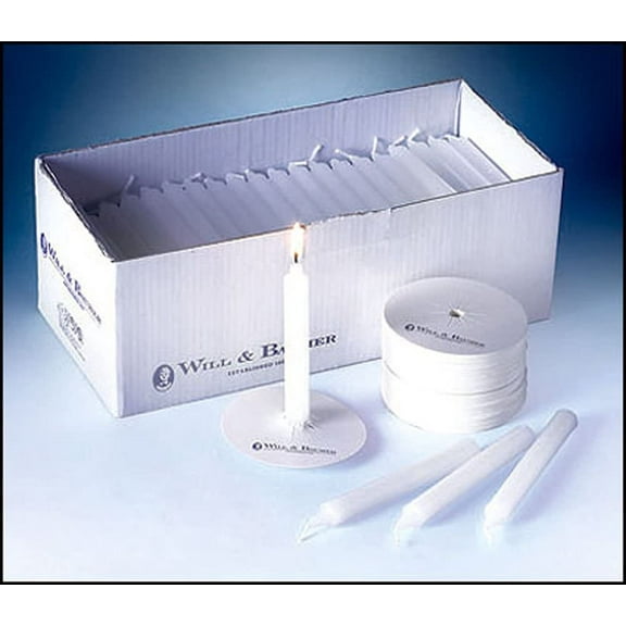 "240 Pack - No.3 Polar Devotional with Paper Drip Protectors 240 Per Order Candles: 1/2"" x 4 1/4"" -- Drip Protector 3"" Dia."