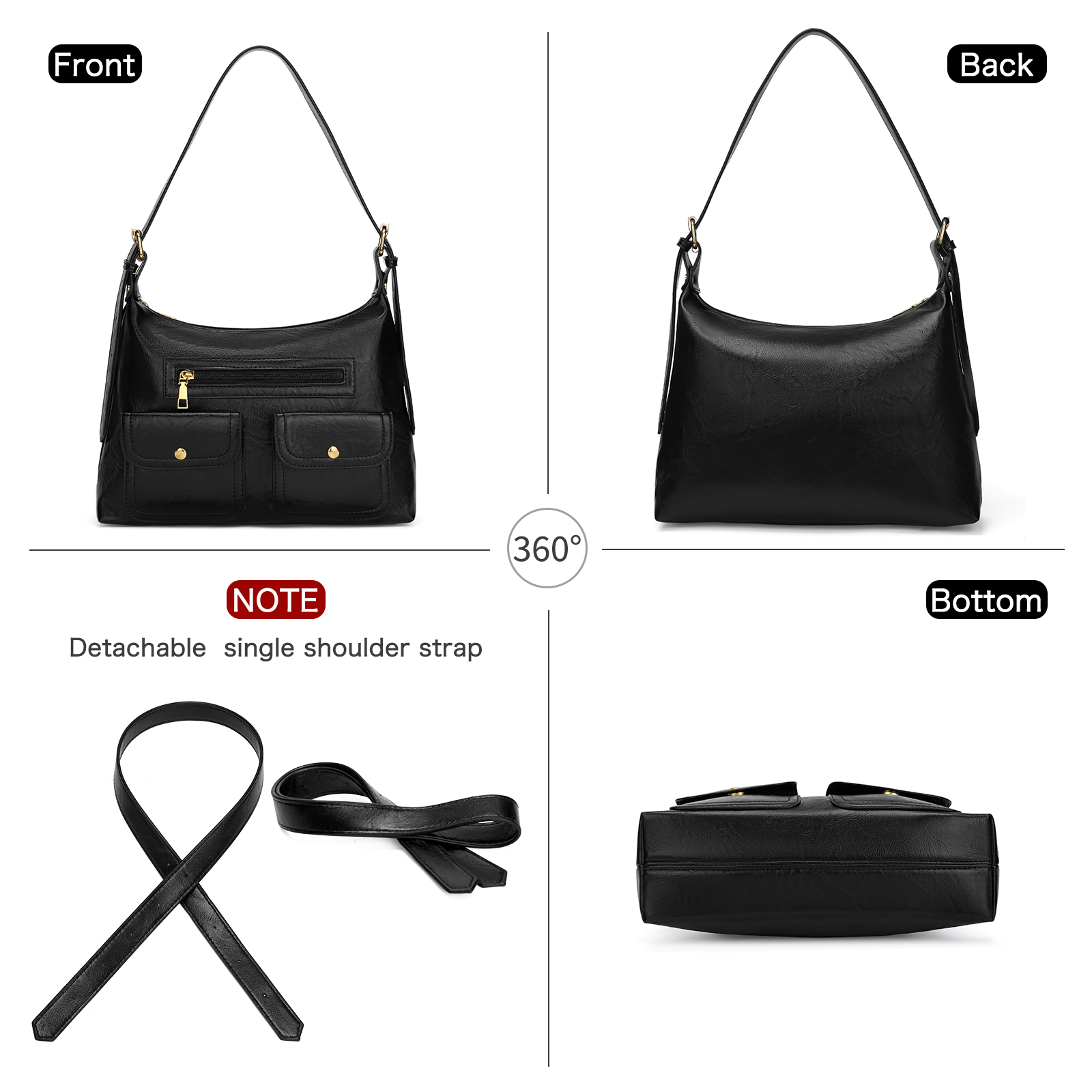 GOIACII Shoulder Bag for Women, Vegan Leather Hobo Bag, Trendy Handbags with Adjustable Strap