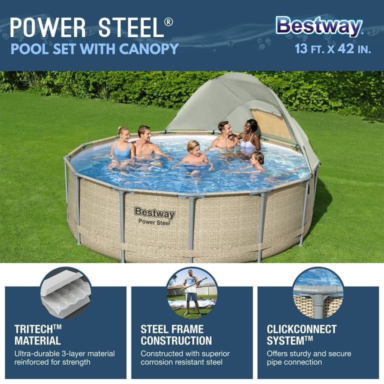 pool H2OGO 8 ft. x 20 in. Round Above Ground Pool Set With Pool