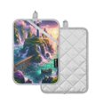 thumbnail image 2 of Oven Mitts 2 Pcs Pot Holders Sets Heat Resistant Hot Pads for Kitchen Cooking Baking 7"x9.8" Lighthouse on Island and Bridge, 2 of 7