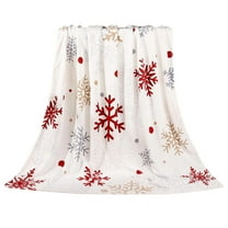 Hvmvliv Christmas Throw Blanket 40x51in Snowflake Christmas Print Soft Warm Nap Blanket for Sofa Bed Camping Festival Use White