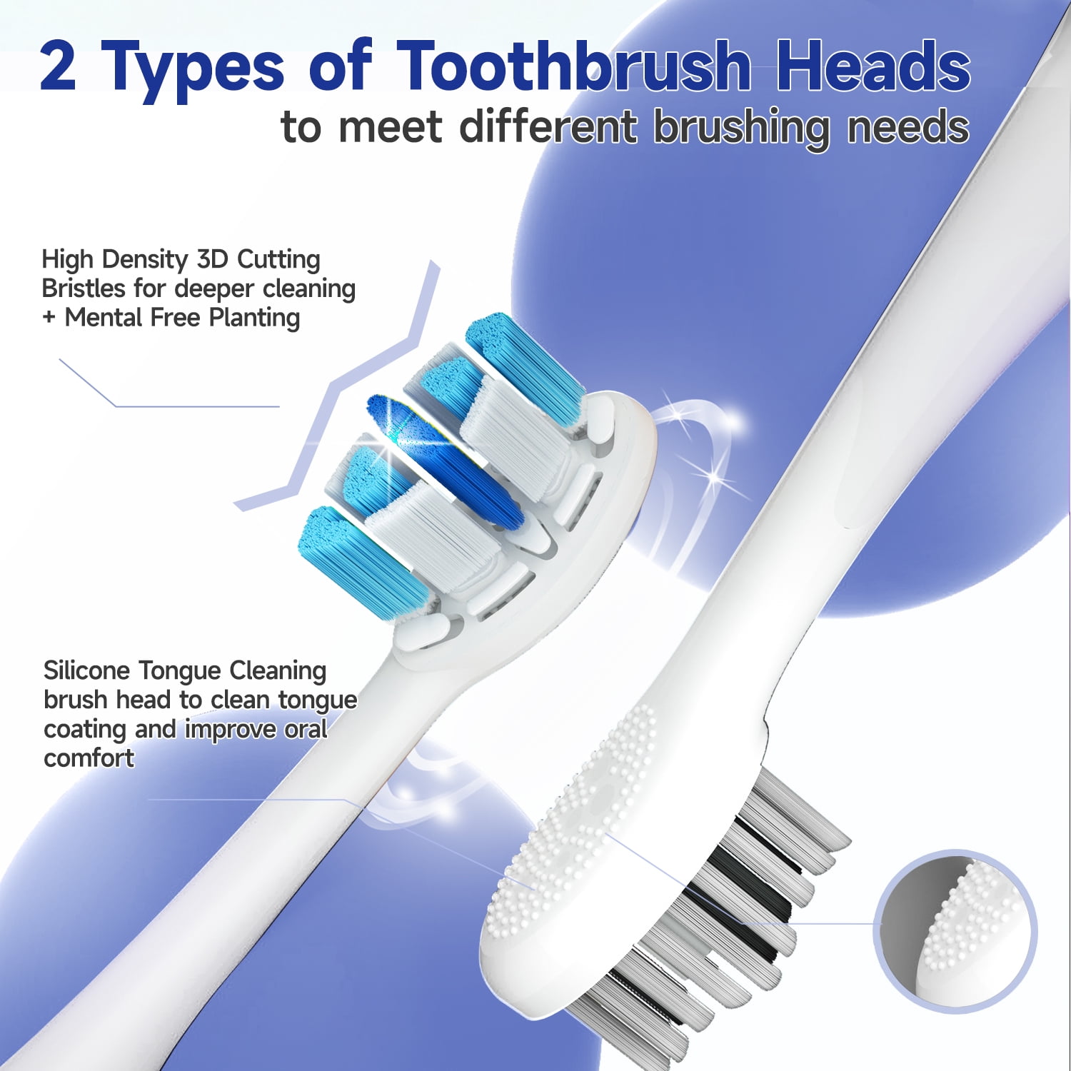 Seago Electric Toothbrush for Adult,Seamless Design,8 Brush Heads,Travel Case and Hold,Blue SG2752