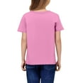 thumbnail image 5 of CCRFTGI Shirts for Girls Trendy Short Sleeve Bowknot Print Tops Summer Crewneck Shirt Fashion Loose Comfy Solid Clean Girl Aesthetic Pink 11-12Y, 5 of 5