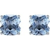 Believe by Brilliance Sterling Silver Plated Simulated Blue Topaz & CZ Cushion Earring and Pendant 2-Piece Set