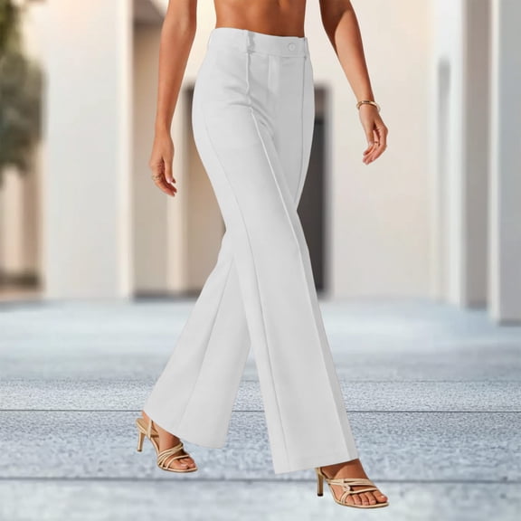 Roncen Women Wide Leg Pants High Waisted Business Casual Work Trousers Dressy Pants with Pockets