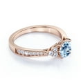 thumbnail image 2 of JeenMata 1 carat Round Dark Blue Created Aquamarine Tapered Art Deco Engagement Ring in 18k Rose Gold over Silver, 2 of 6