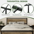 thumbnail image 6 of Einfach Queen Size Metal Platform Bed Frame with Wooden Headboard & Footboard, Brown, 6 of 6