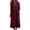 Wine, variant on QIYAGBSA Summer Dresses for Women Cotton Linen 3/4 Sleeve Relaxed Fit Midi Dress with Pockets and Side Slits Casual Vacation (White, XL)