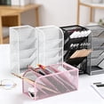 thumbnail image 4 of Dusknt Desk Mesh Pancil Organizer, Pancil Holder, Makeup Storage Box Cosmetic Organizer Rack, Ofice Desktop Organizer with 5 Compartments, Markers Pan Holder for Home, Pink, 4 of 9