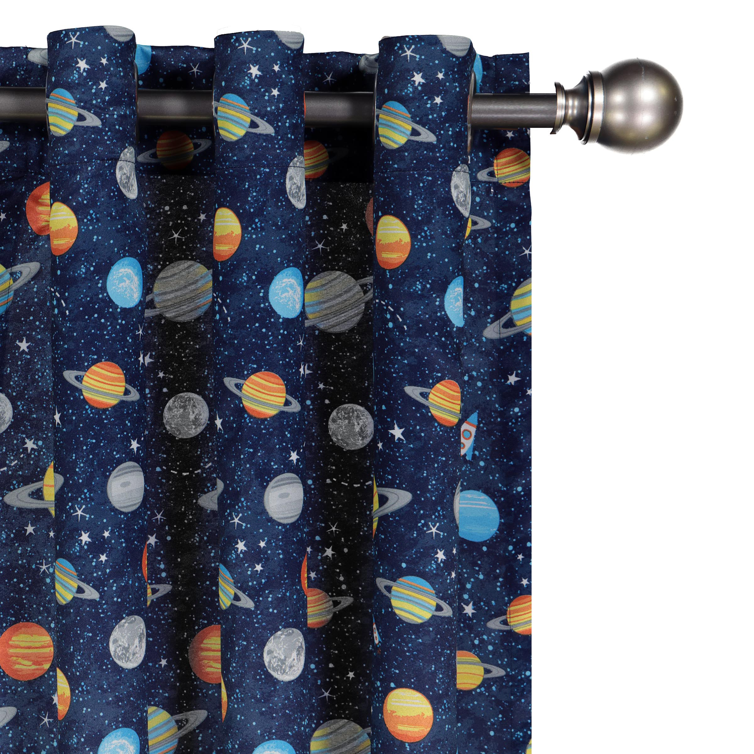 Your Zone Kids Planet Power Blue Grommet Top Blackout Curtain Panel Pair, 37" x 84" - image 2 of 5