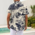 thumbnail image 3 of NAMTYQX Mens Graphic T-Shirts Button Up Short Sleeve Textured Patterned Plus Size Light Vneck Casual Graphic Tees Men Navy Size L, 3 of 5