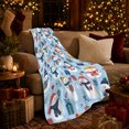 thumbnail image 3 of Snowmen with Wrapped Presents Cocoa Mugs Hearts Mittens and Snowflakes, Cheerful Winter Party Art for Kids, Cozy Flannel Blanket for Playroom and Bedroom, Christmas Gift, Home Decor, 3 of 9