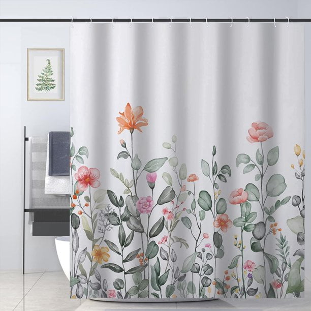 Details about   Watercolor Cute Little Elephant Flowers Fabric Shower Curtain Set Bathroom Decor 