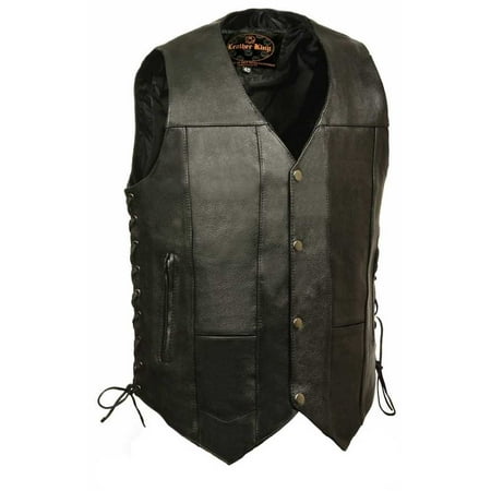 Leather King Men's 10 Pocket Side Lace Vest (48) - 48 Inches SH1391