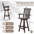 thumbnail image 2 of EPICOZY Solid Wood Adirondack Swivel Bar Chairs Set of 2, Rustic Outdoor Log Bar Stools with Slat Back, 500 LBS Capacity, 29.8" Patio Counter Height Chair for Porch, Deck, Pub, Cabin, Carbonized, 2 of 7
