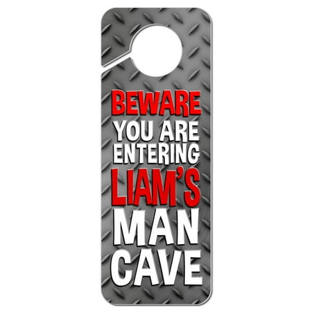 Man Cave Do Not Disturb Plastic Door Knob Hanger Sign Male Names Le-Ly -