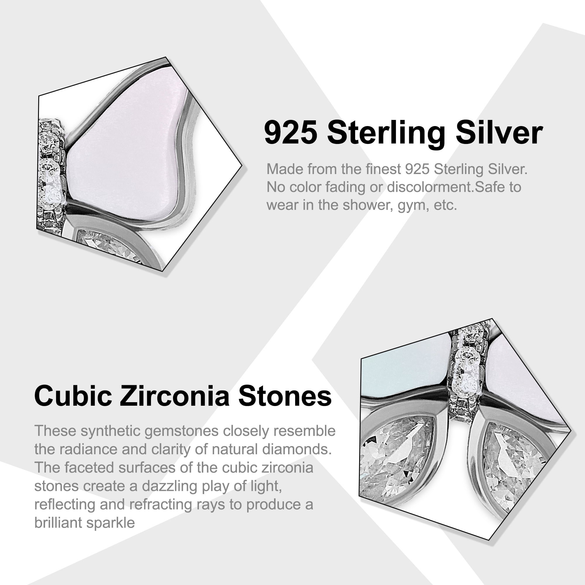 Silver Butterfly Necklace with Cubic Zircornia Stones - 925 Sterling Silver-  Mother of Pearl Butterfly Wings  - Adjustable Silver Necklace 16”-18” Included!